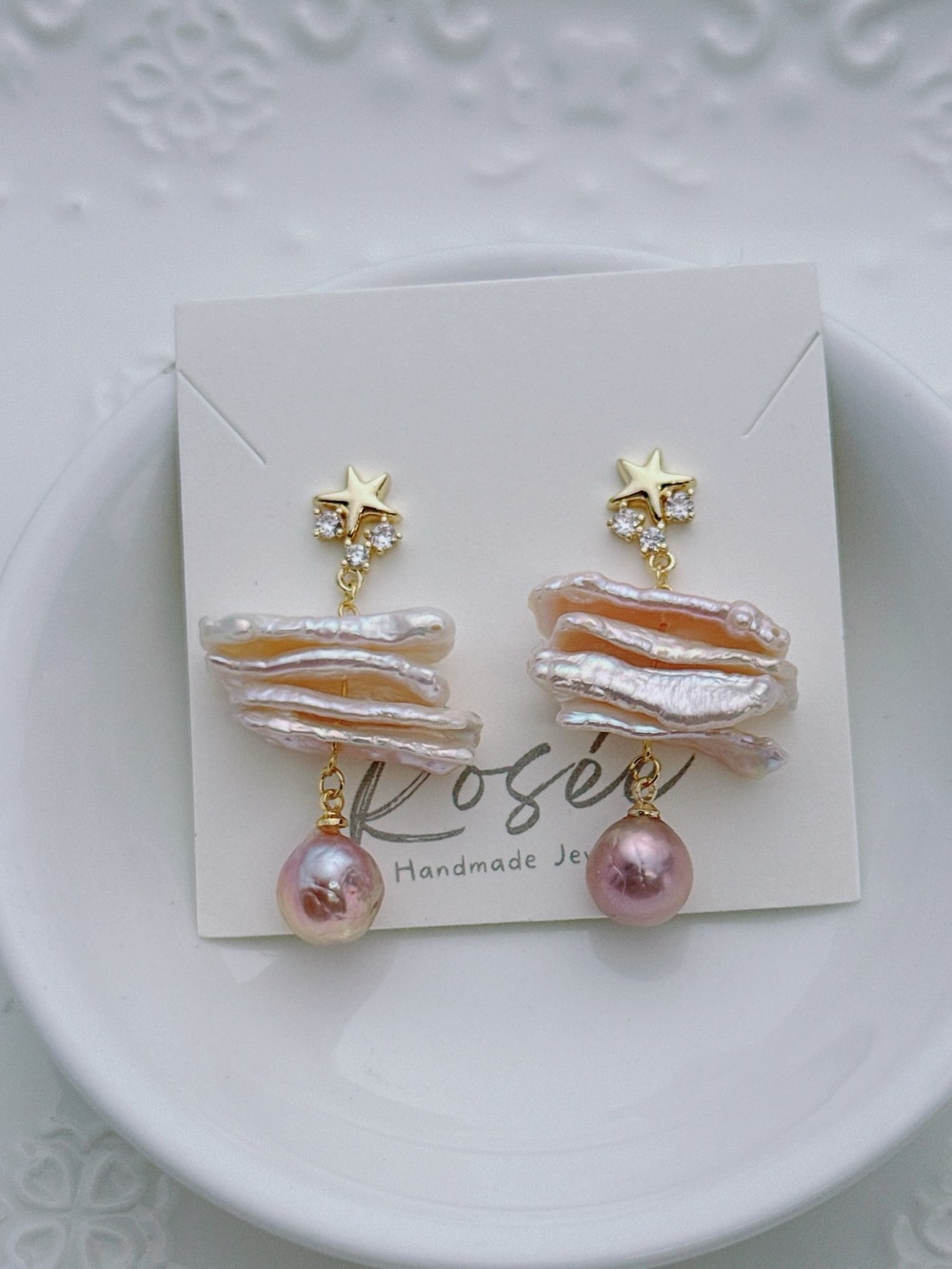 26E402 Handmade Freshwater Baroque Dangling Earrings S925 post - Picture 1 of 8